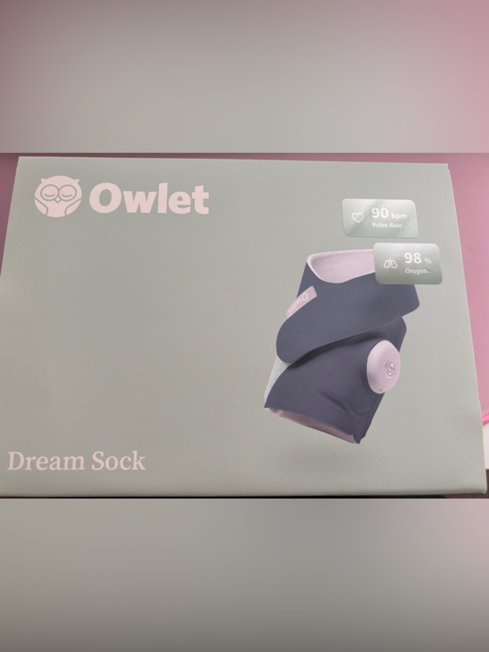 Owlet Smart Sock Bootie in Gray and Pink